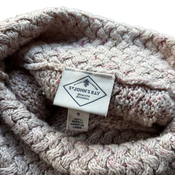 St. John’s Bay Cowl Neck Knit Grey Beige Pullover Acrylic Sweater Women's Small - Picture 2 of 9